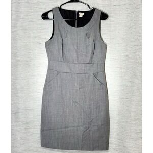 J. Crew Wool‎ Blend Sleeveless Gray Sheath Dress Pockets 8P Office Chic Workwear